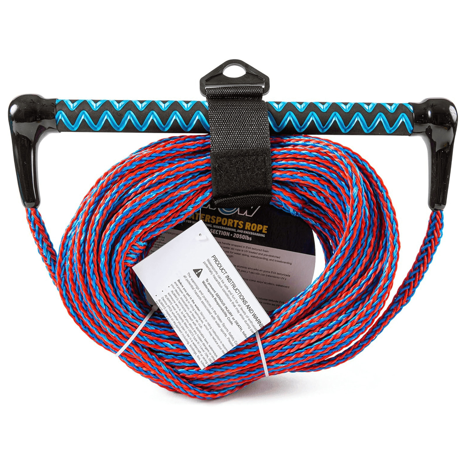 WOW Watersports 75ft Watersports Tow Rope with EVA Handle for Non-Slip Grip