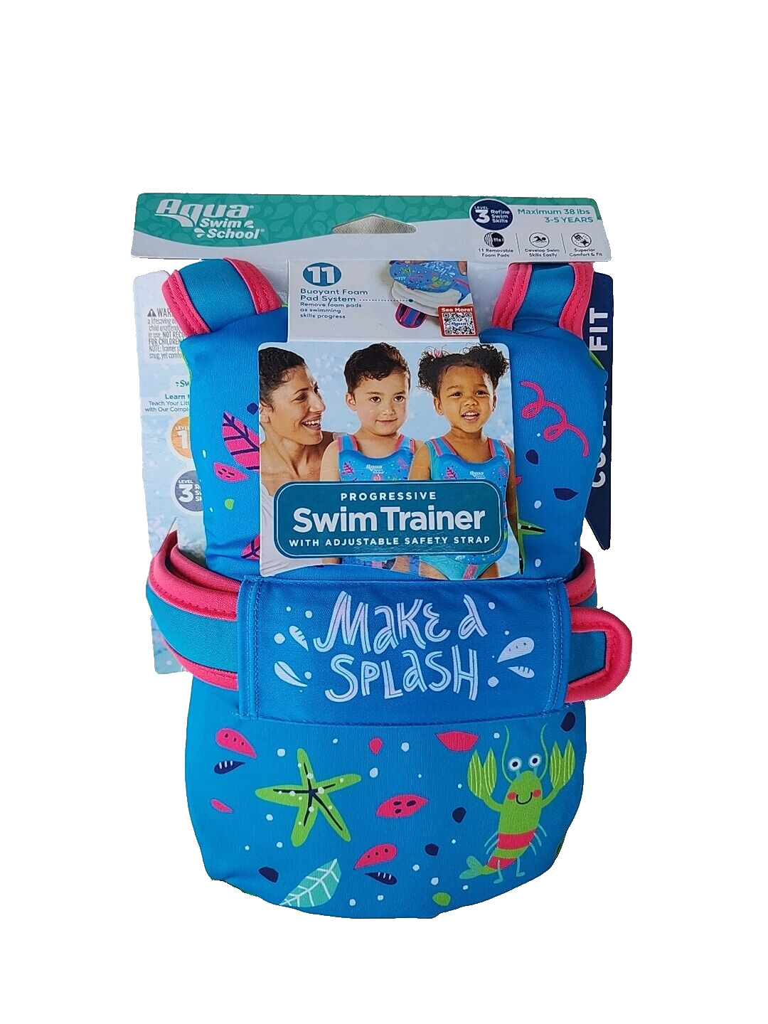 Swim School Progressive Swim Trainer Level 3 Safety Vest Ages 3-5 Max 38 lbs