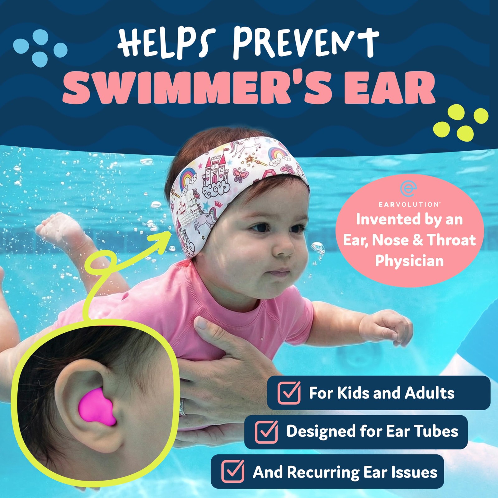 Earvolution Floating Putty Buddies 3 count (Pack of 1), Green/Yellow/Blue