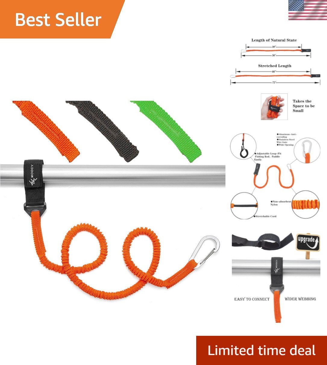 Kayak Paddle Leash Kayak Rod Leash Kayak Paddle Lanyard Stretchable Coiled La…