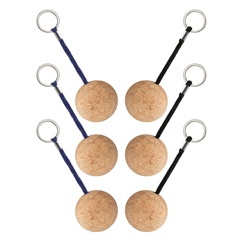 6Pcs Durable Cork Floating Keychains Lightweight Wood Ball for Boating Kayaking