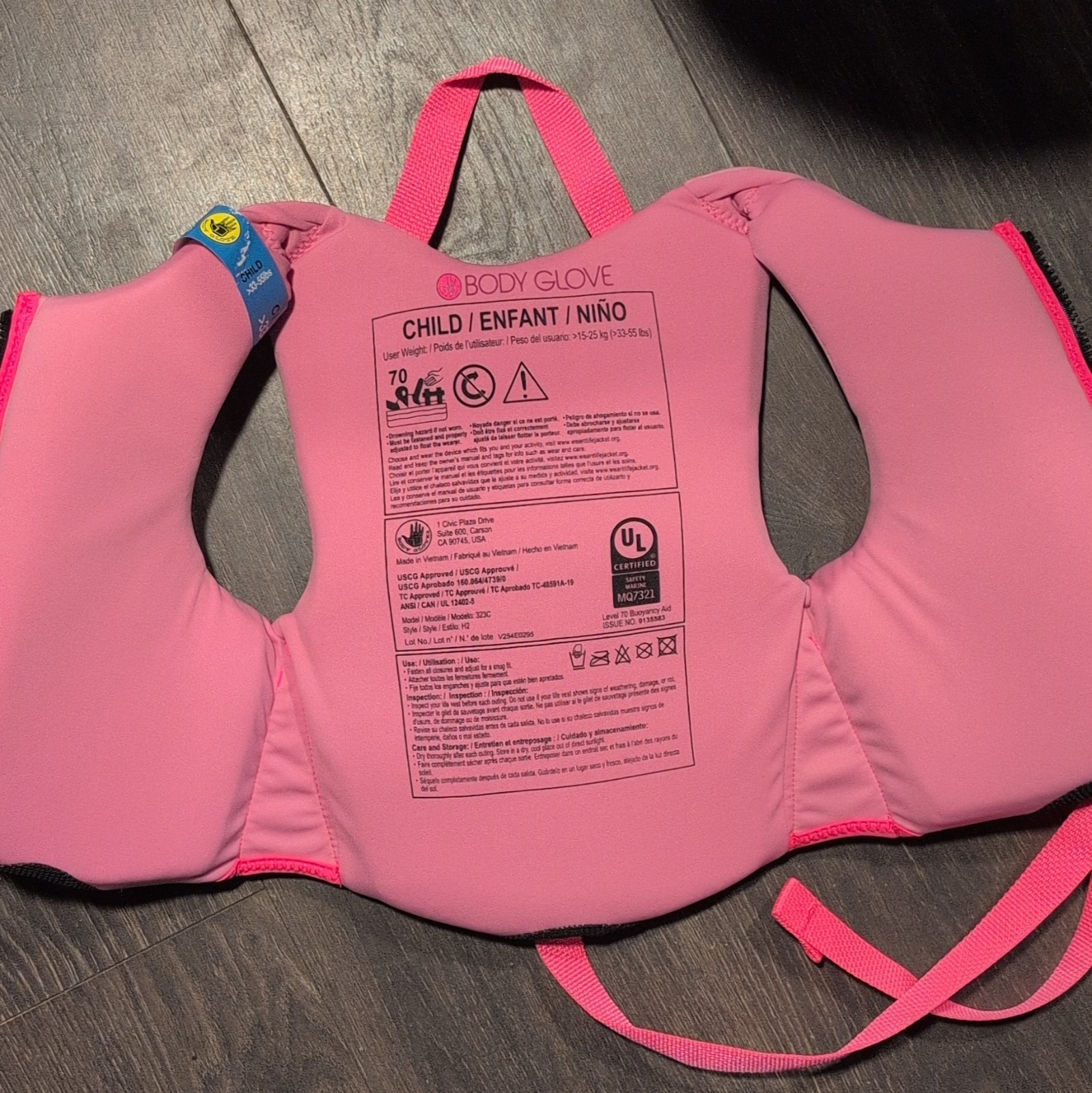 Body Glove Child/Enfant/Niño Life Jacket Vest Pink/Purple 33-55 lbs 132C