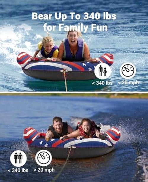 Towable Tubes for Boating 2-3 Person, Water Tubes for Boats to Pull, 2-person