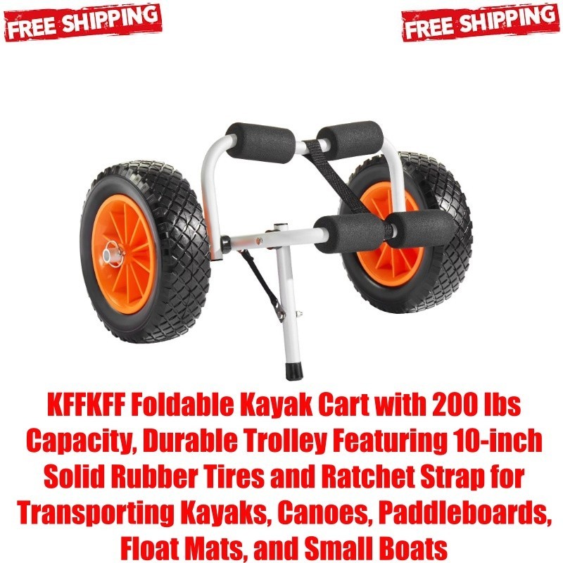 KFFKFF Foldable Kayak Cart 200 lbs Capacity, Durable Trolley Featuring 10-inch