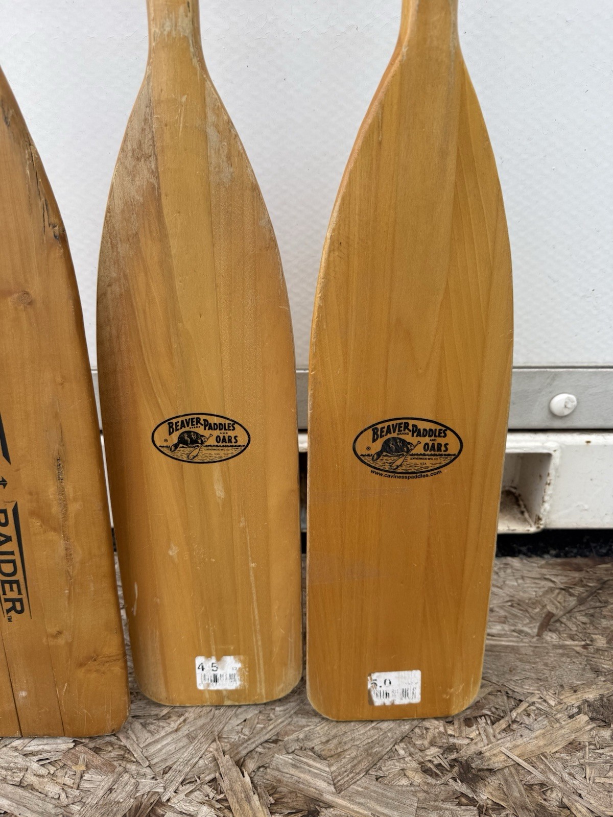 Beaver Brand Paddles and Oars 59” 52 1/2” Wooden Paddle Marine Raider 3 Oars