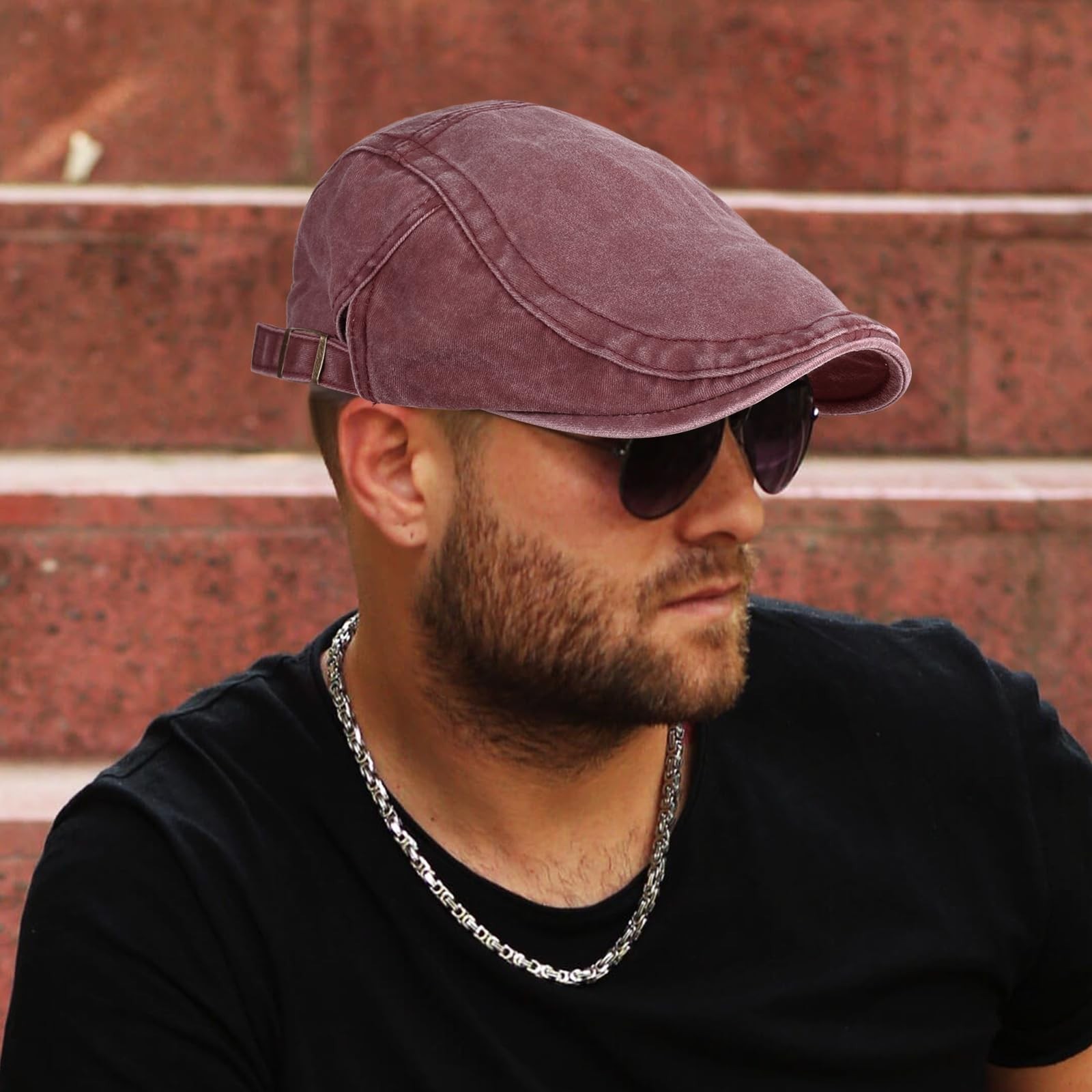 3Pcs Men’s Newsboy Caps Washing Cotton Cooling Lightweight Scally Cap for Men…