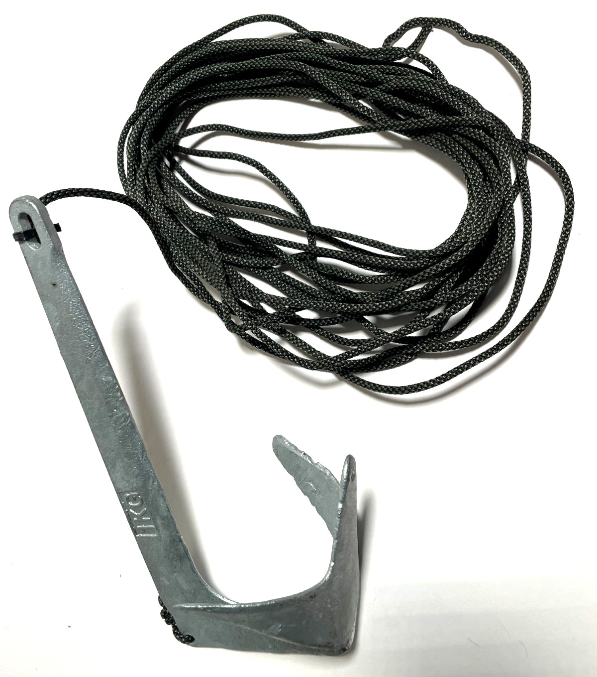 Galvanized Steel Claw Anchor 2.2 lbs. with 50 ft of Rope Zip-tied for Kayak