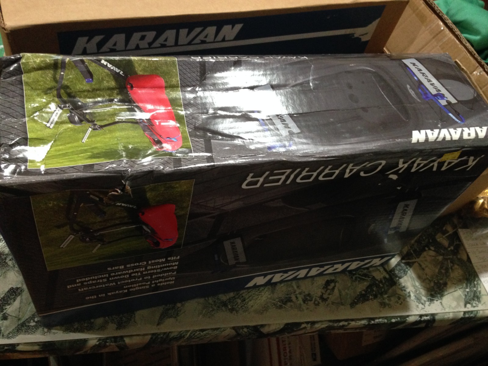 Karavan Kayak Carrier Padded Bow w/Stern Tie Down Strap/Hardware New Damaged Box