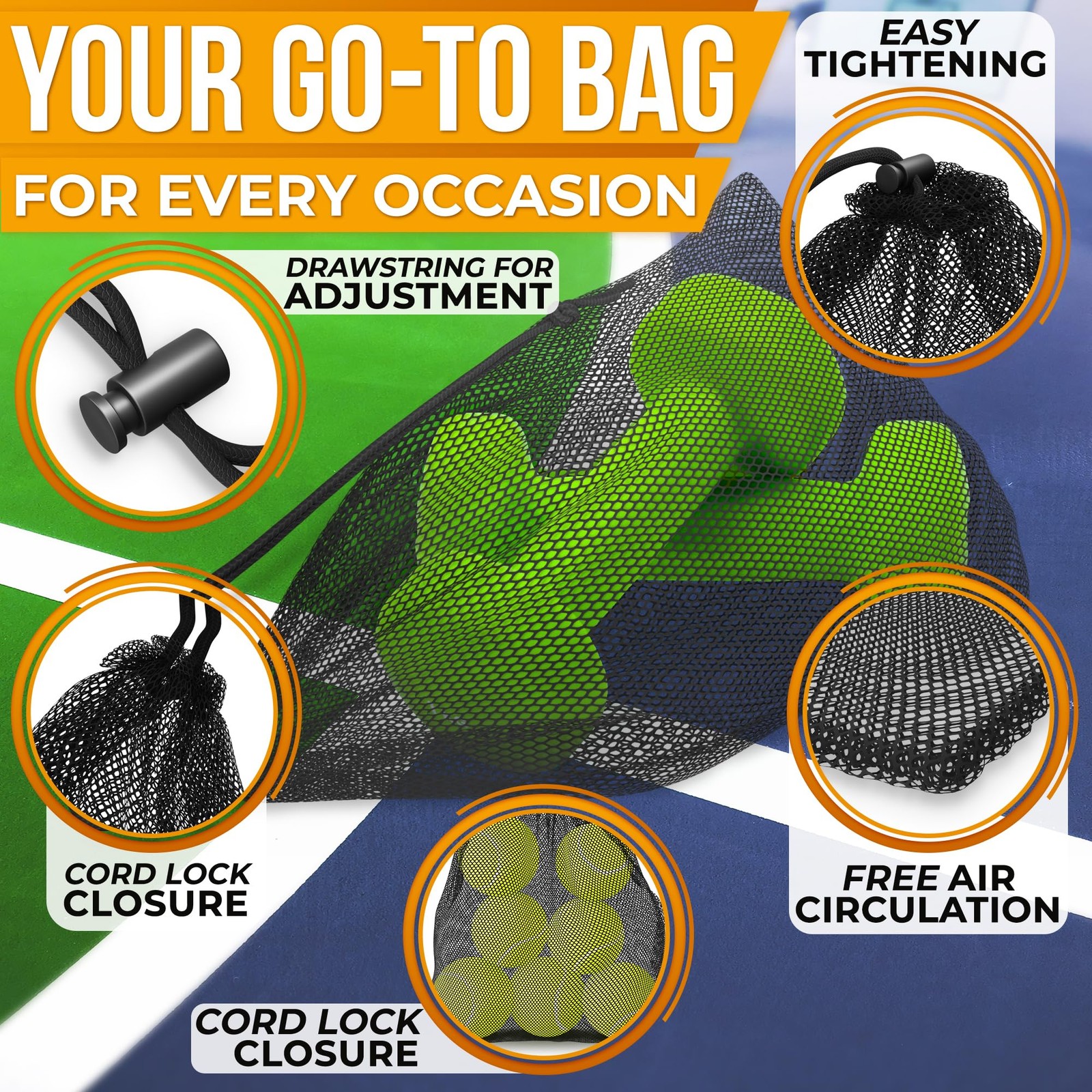 5Pcs Small Mesh Bags Drawstring Black Nylon – 11.8×7.48″ Secure CinchTop, Mes…