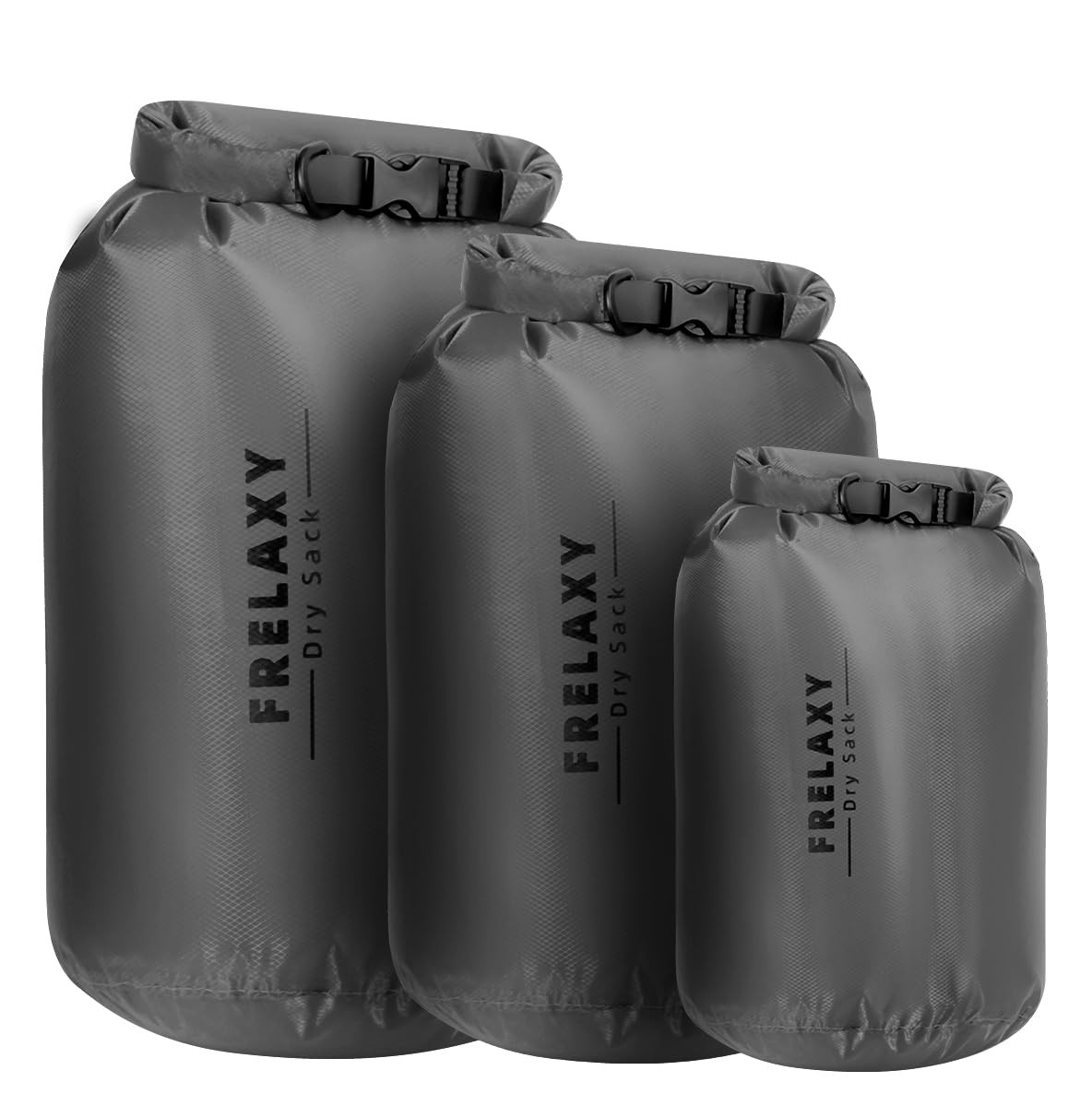 Waterproof Dry Bag 3 Pack Gray Lightweight Durable 5L 15L 25L Portable Set