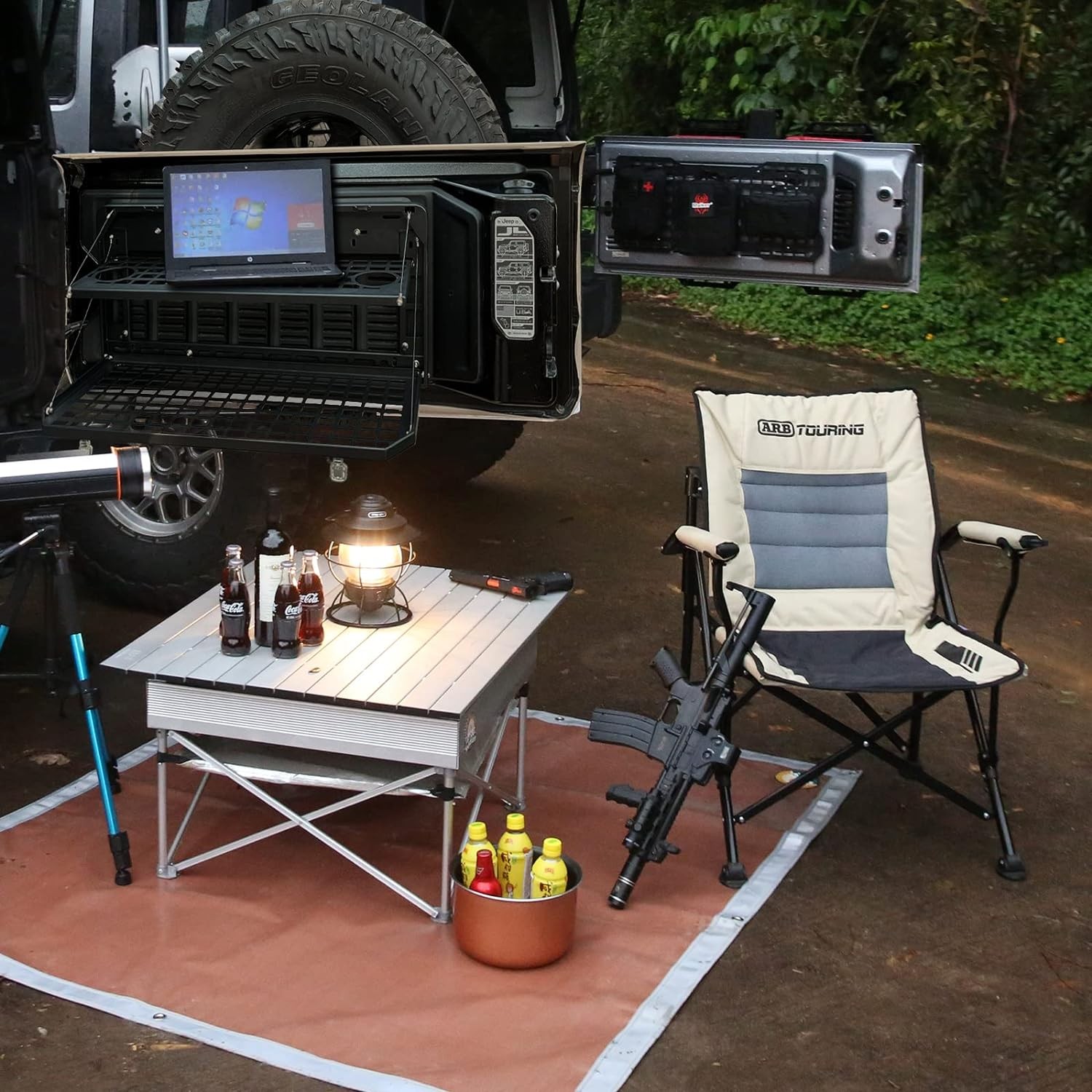 Tailgate Table for Jeep Wrangler JK JL, Folding 2-Tier Cargo Rack Molle Panel