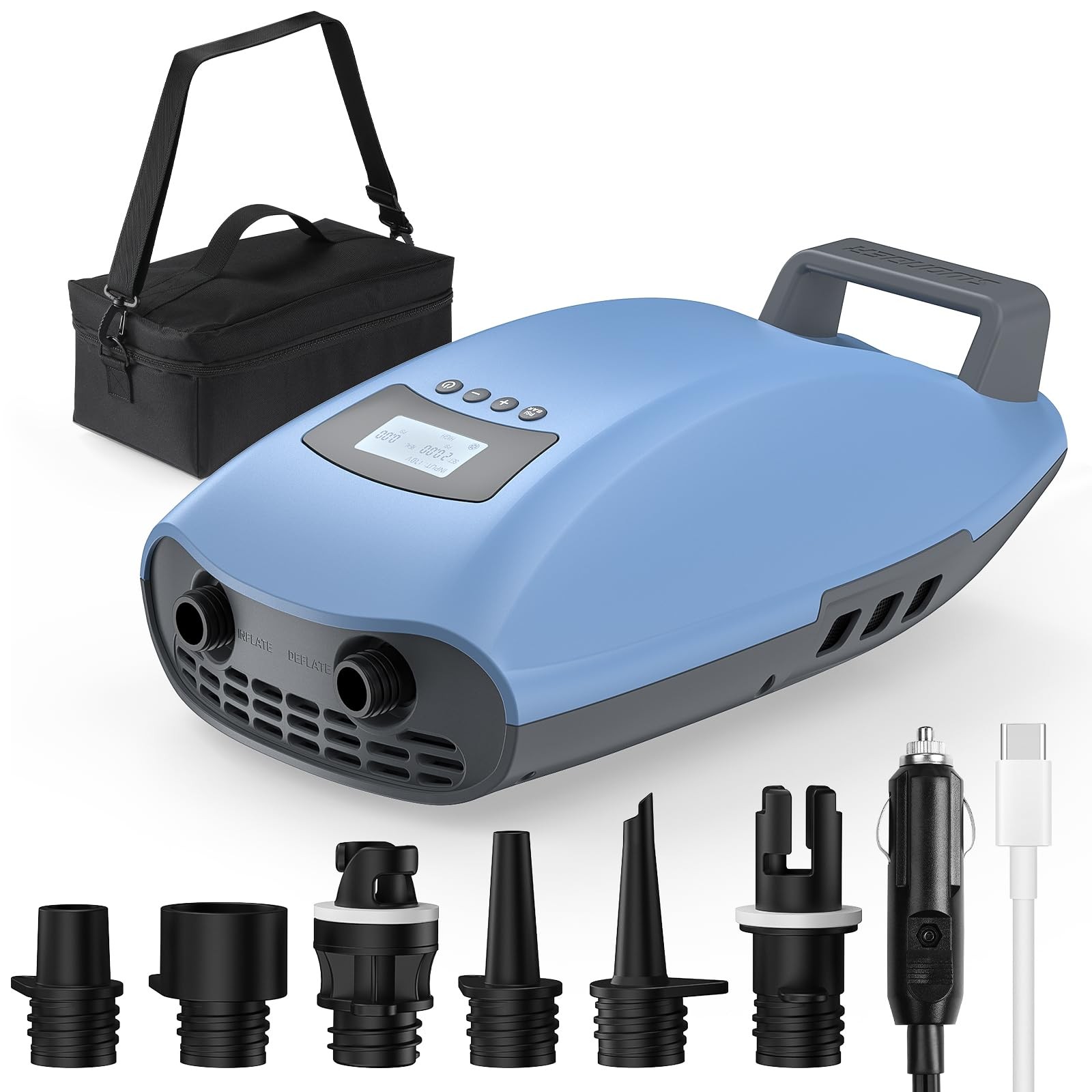 Seawolf Dual-Power Paddle Board Pump, 6000mAh Battery & Car Connector, 2X Fas…