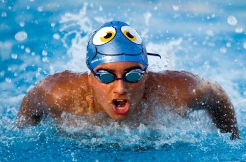 CRITTER Learn to Swim Cap Animals Silicone Kids Swimming Fish Cat Bear 39700 NEW