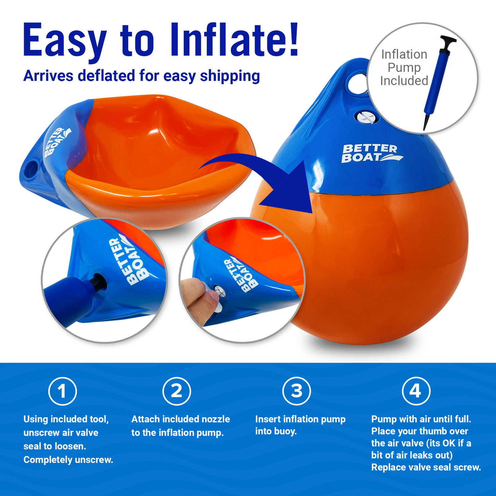 Anchor Bouy and Retrieval Ring Vinyl Boat Buoy Balls Round Mooring Marker