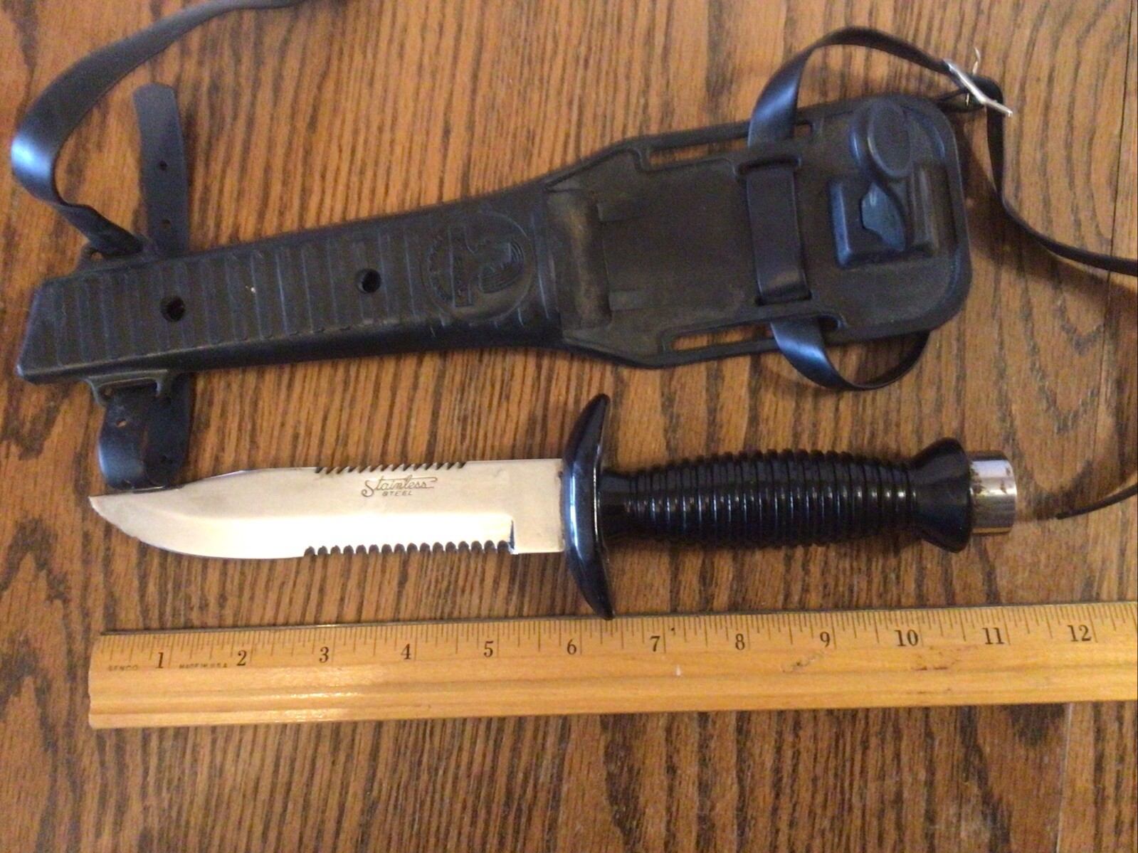 Eternal Diving Knife w/rubber sheath,Stainless Steel made Japan,used condition