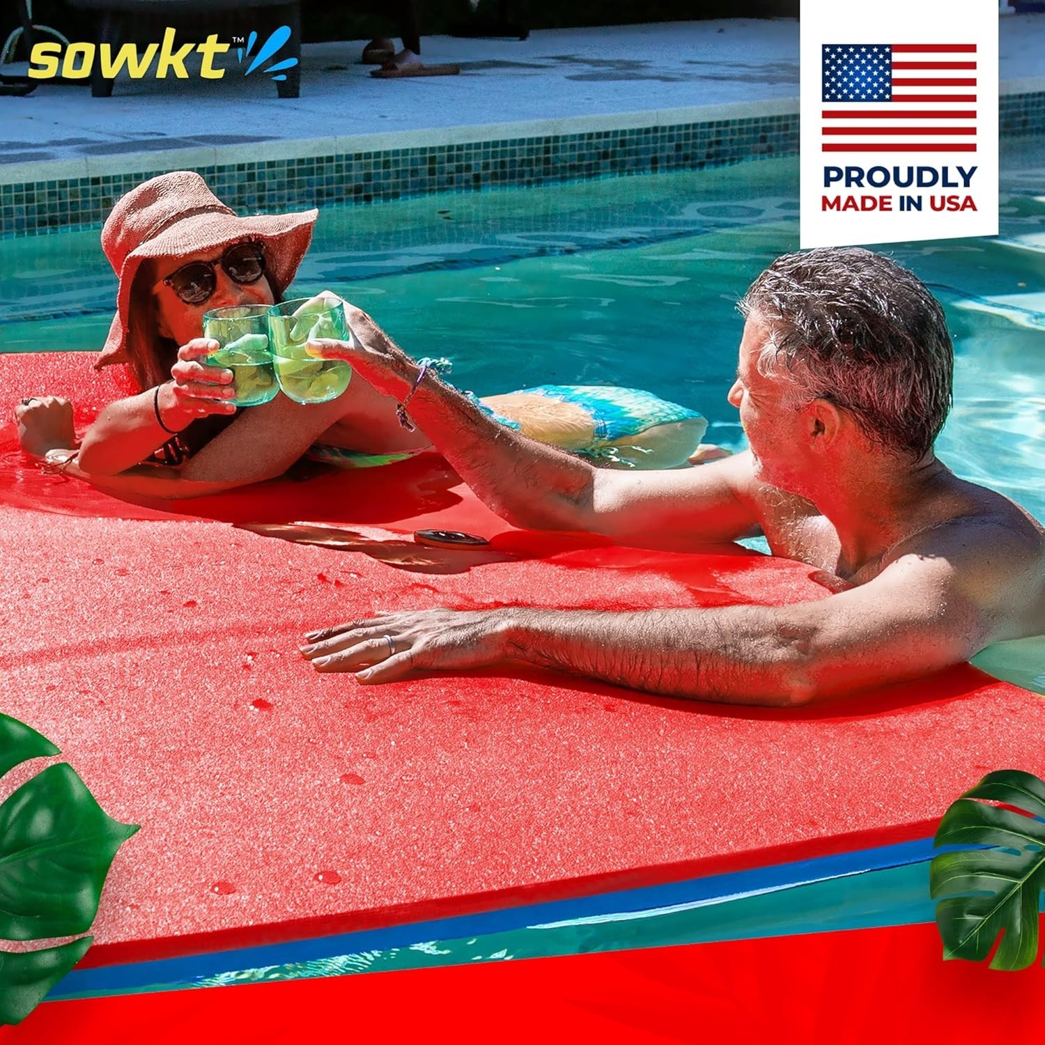 SOWKT® Made in USA Premium Floating Mat for Lakes & Pools, Extra Large Lily Pads