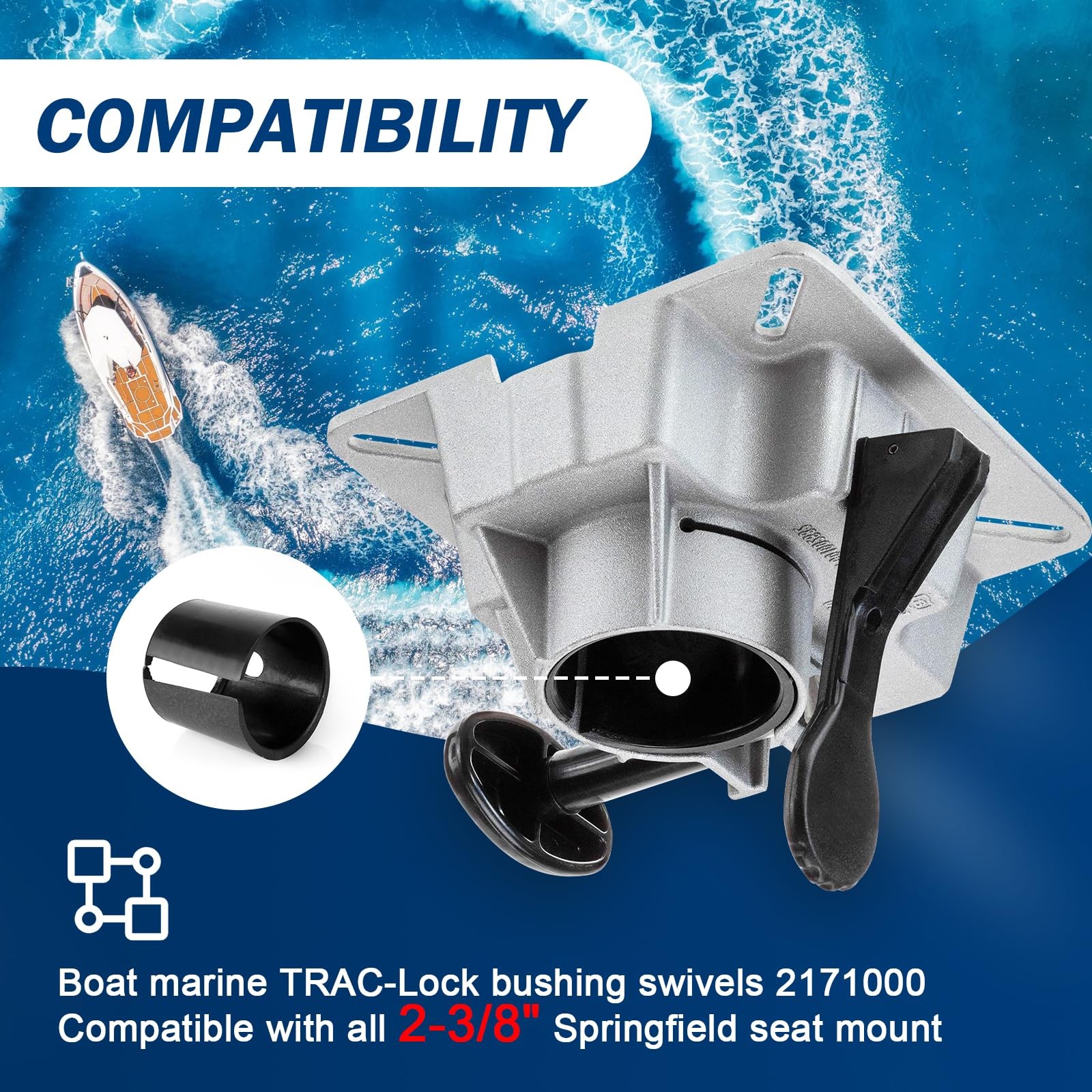 Tobaiwind 2171000 TRAC-Lock Boat Seat Swivel Bushing fit for Black