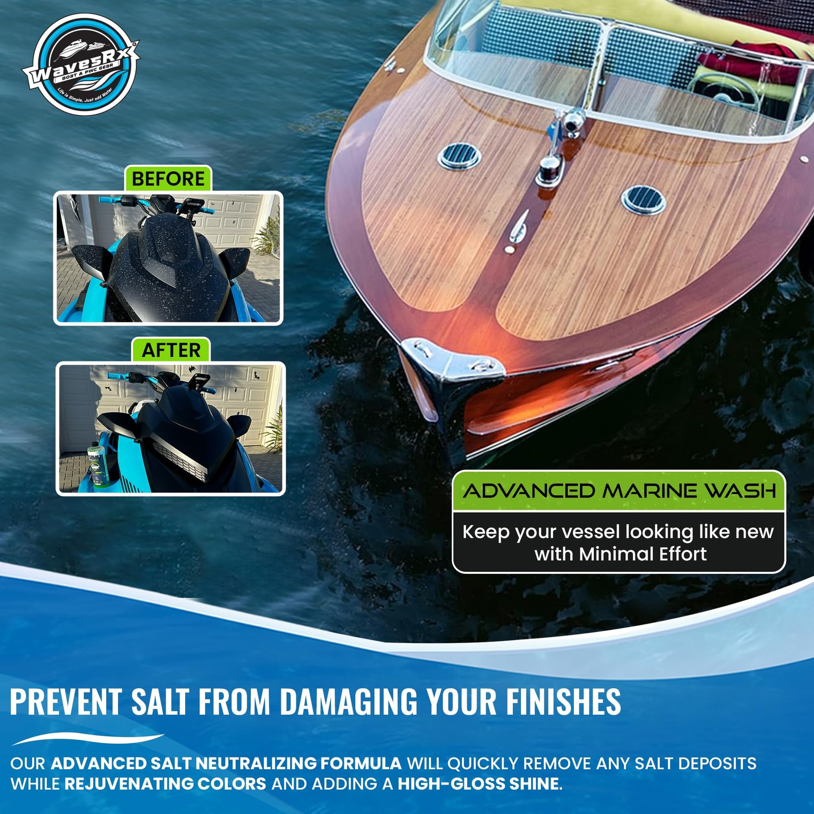 Salt Neutralizing Boat & Jet Ski Wash with SiO2 Protection, UV & Salt Shield