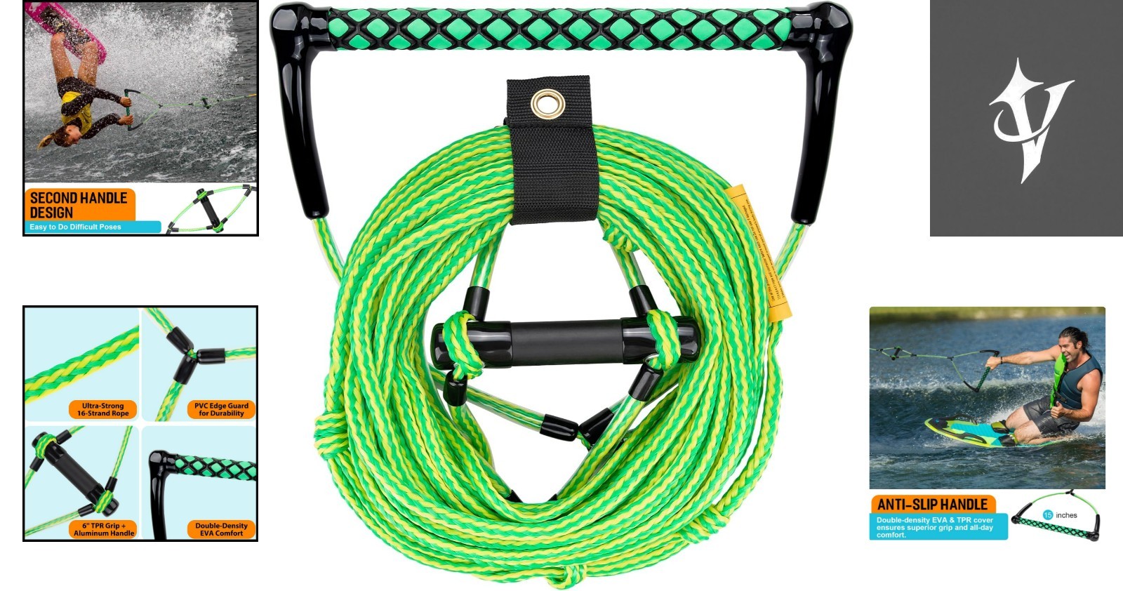 Professional 75FT Wakeboarding Rope with Tangle-Free Storage – 2200 lbs Capacity