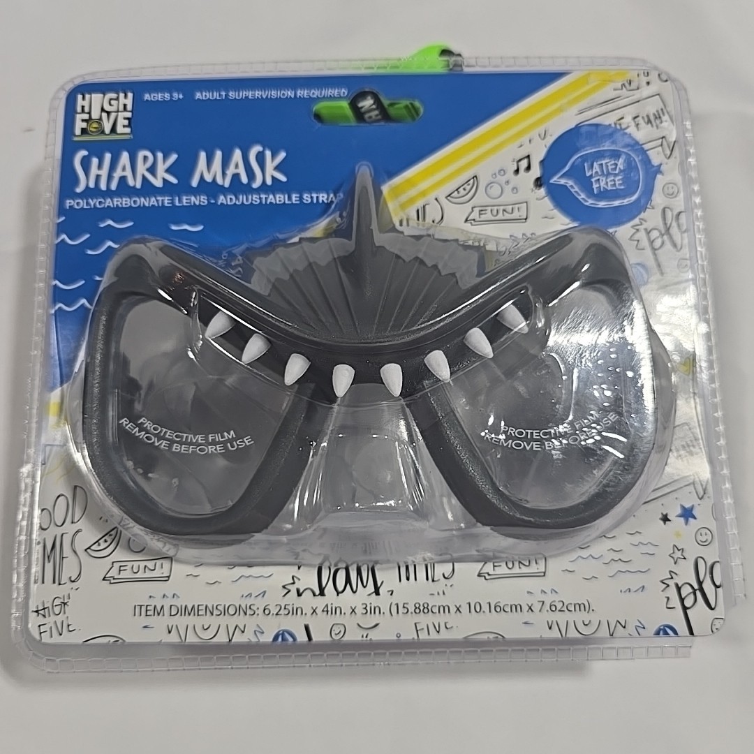 High Five Shark Mask Swim Goggles Mask Latex Free Kids Sealed Shark Teeth Dive