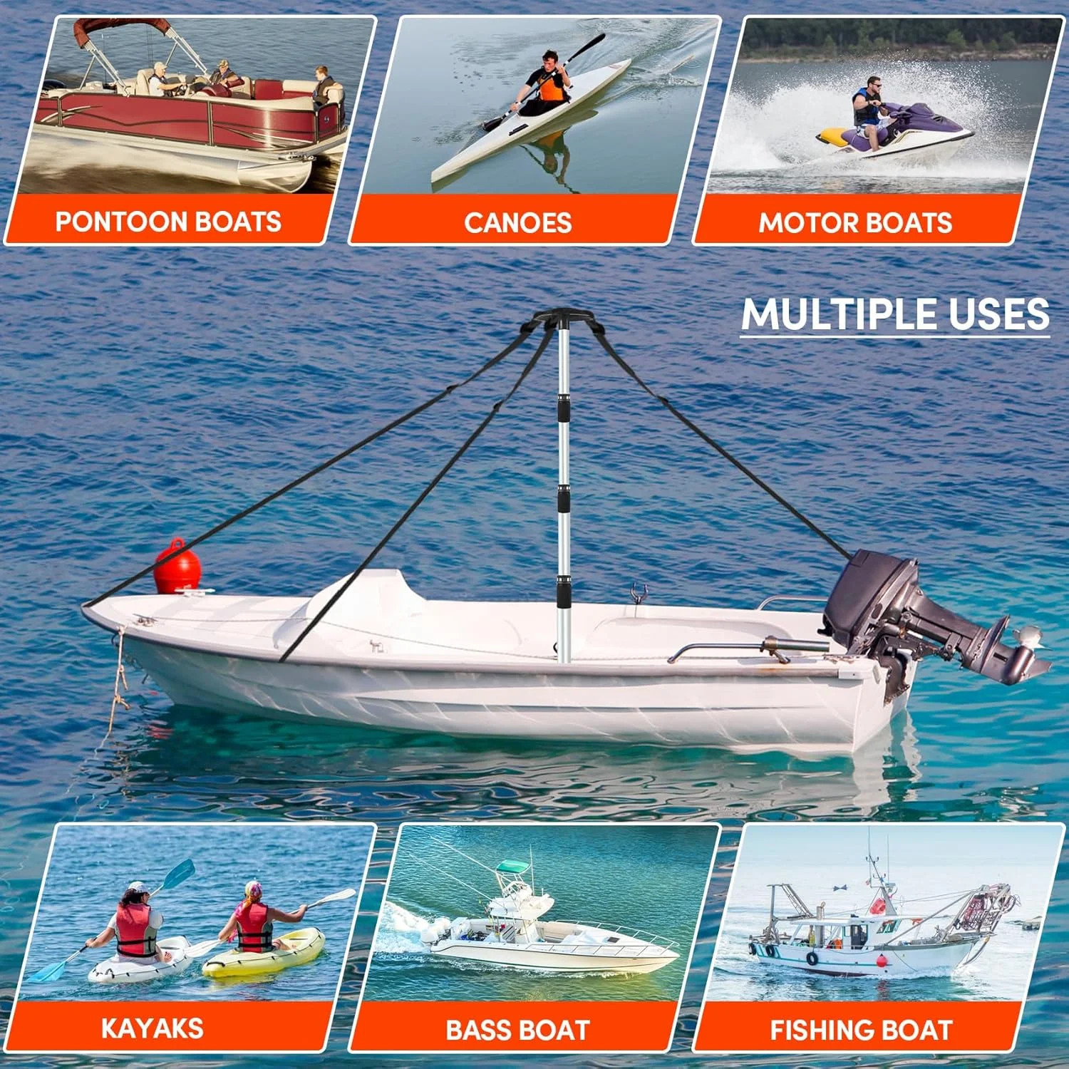 Boat Cover Support Poles 2 Pack,Height Adjustable Aluminum Support Pole with Non