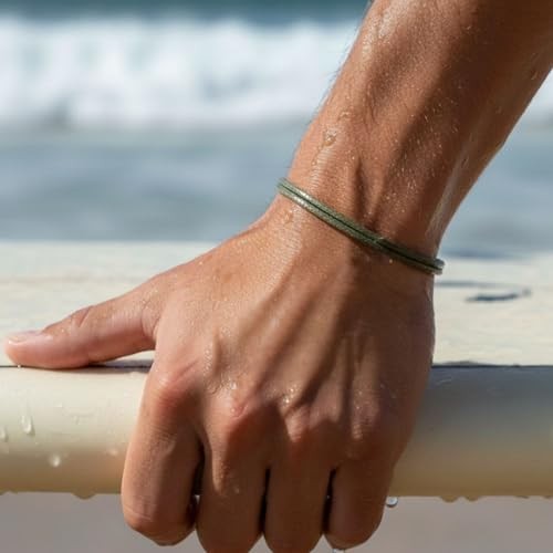 Adjustable Wax Nylon Cord Bracelet for Men Women Adult – One Size Army Green