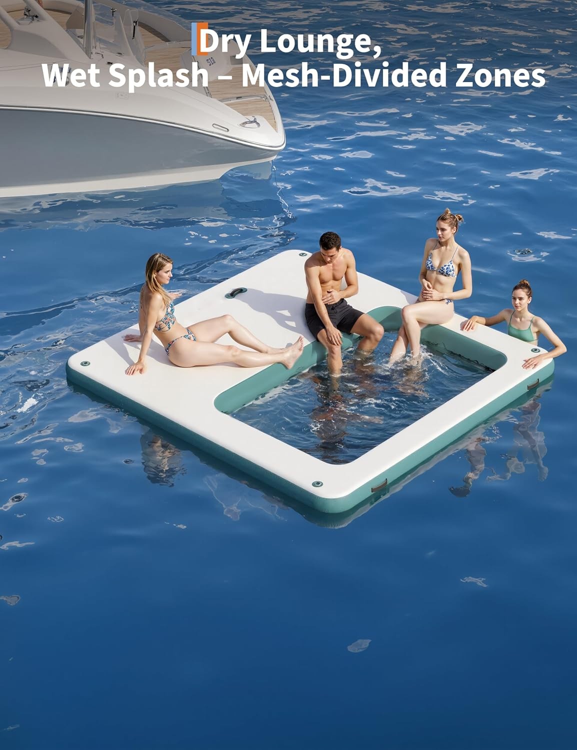 10x10FT Inflatable Floating Dock Floating Water Dock Raft Platform Mat w/Ladder