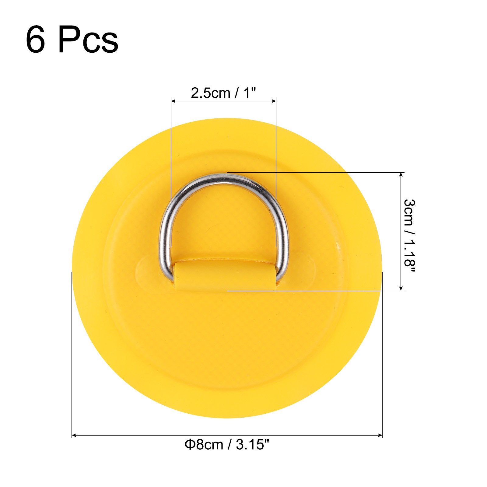 6Pcs D-Ring Patch Stainless Steel D-Ring Patch No Glue Include Yellow