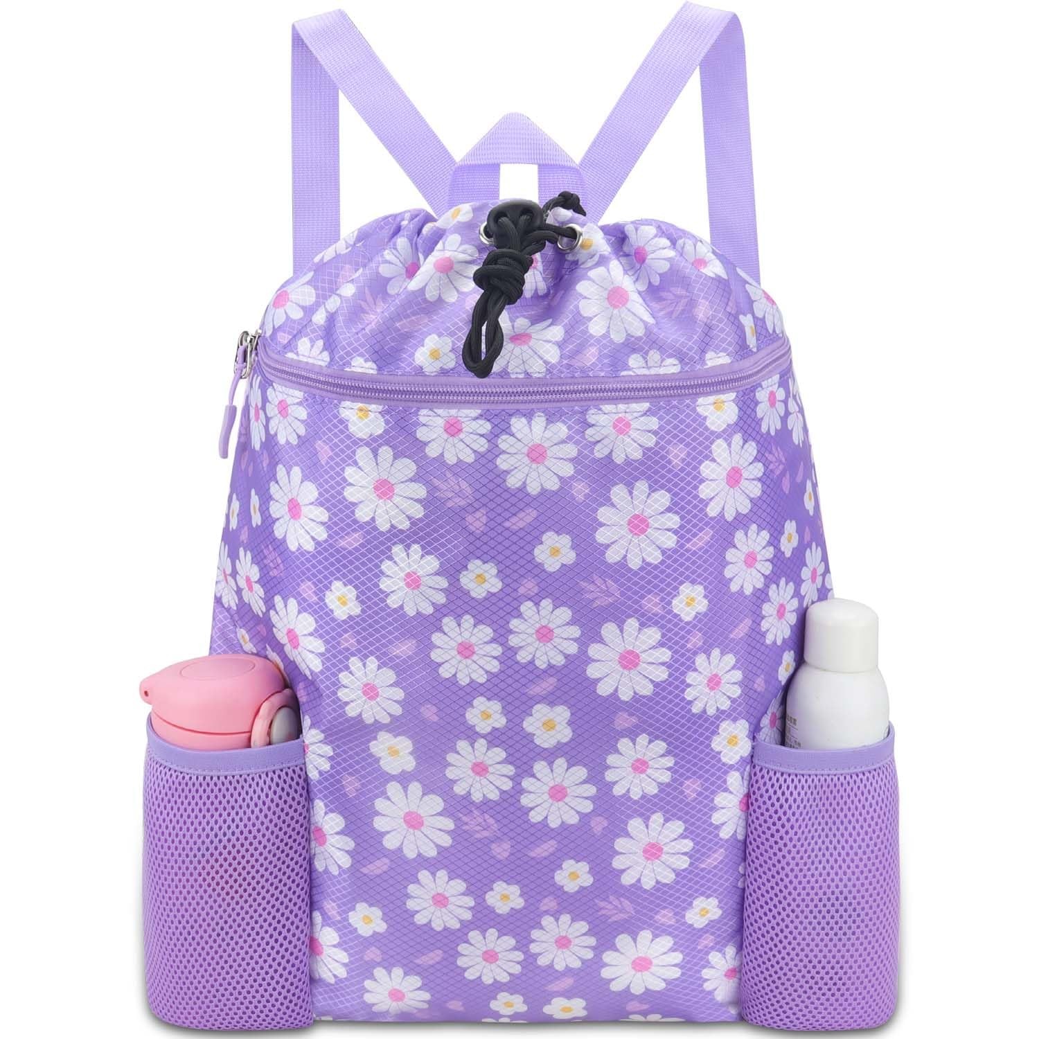 Lightweight Waterproof Swim Bags for Kids – Drawstring Backpack with Bottle