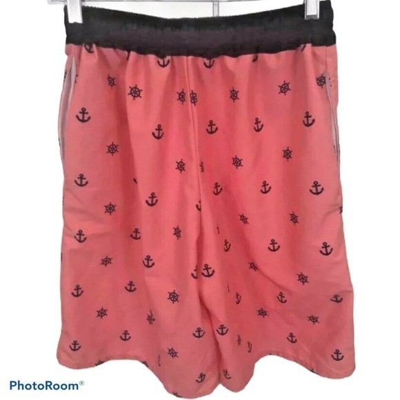 Nautica Men S Pink Nautical Swim Trunks Boat Wheel Anchor Elastic Waist Shorts