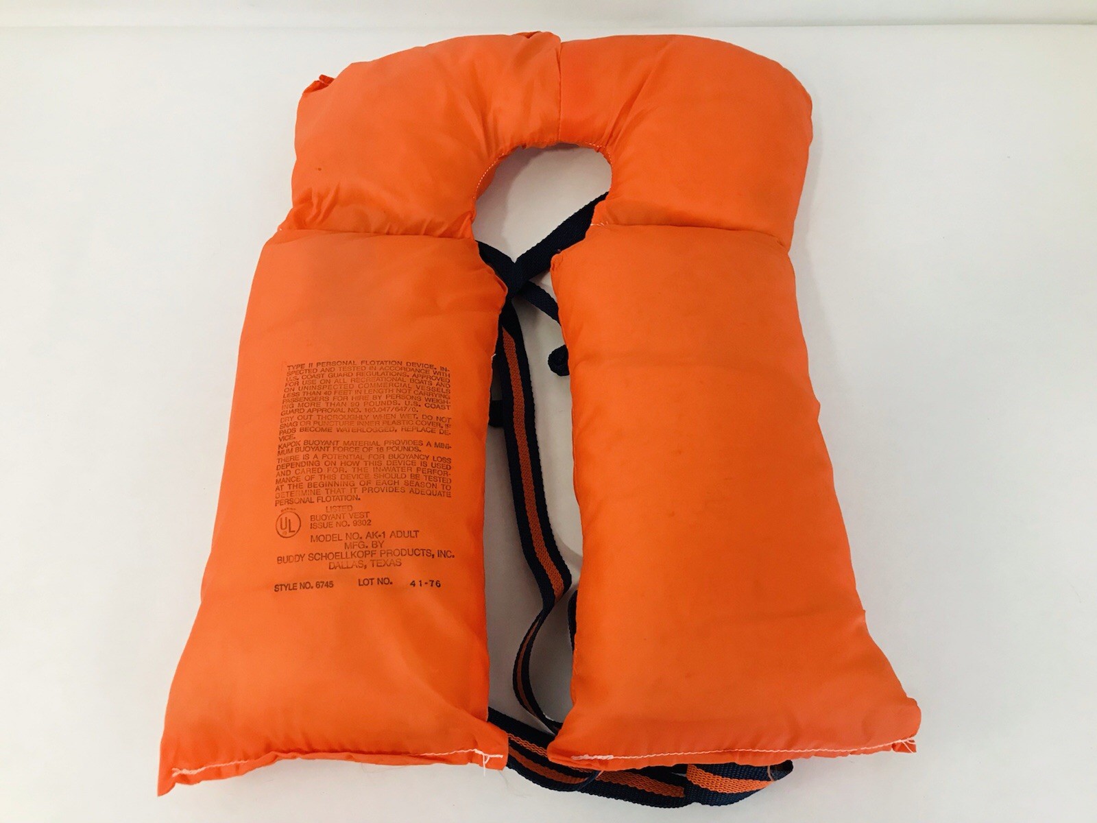 Rare Vintage Adult Life Jackets Lot Of 5 With Case Orange Type II