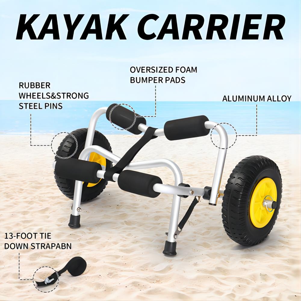 Foldable Kayak Canoe Jon Boat Carrier Dolly Trailer Trolley Transport Cart Wheel