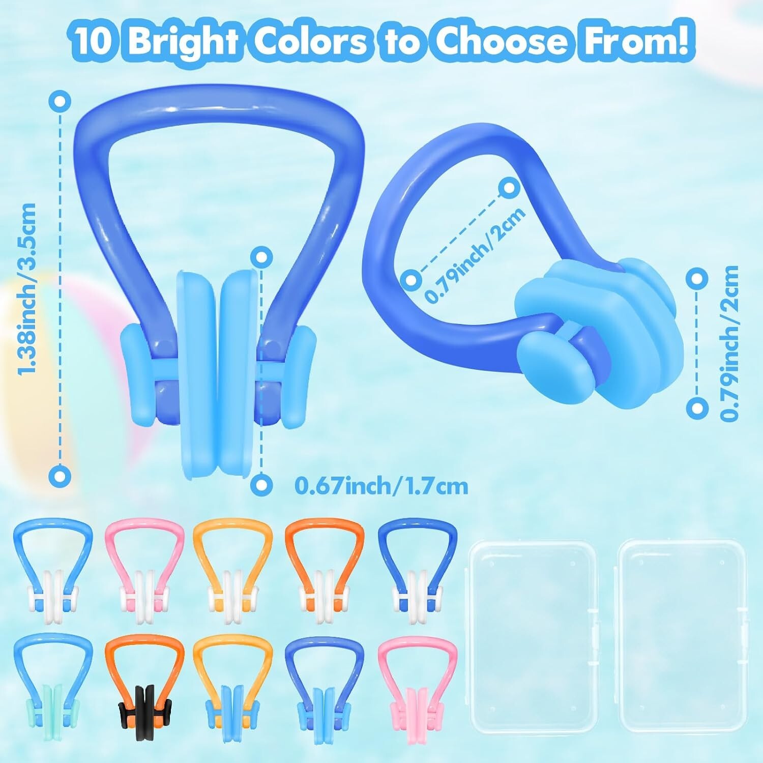 Swimming Nose Clip – 𝟭𝟬 𝗣𝗮𝗰𝗸𝘀 Nose Plugs for Kids(Age 7+), Swim Nose Clip