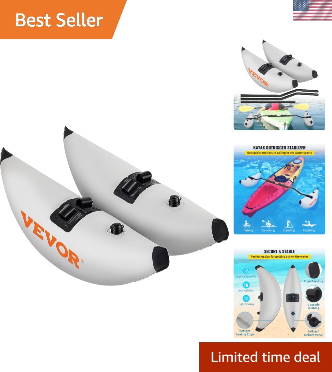 Professional PVC Kayak Stabilizer Kit – 2 PCS Adjustable for Optimal Stability