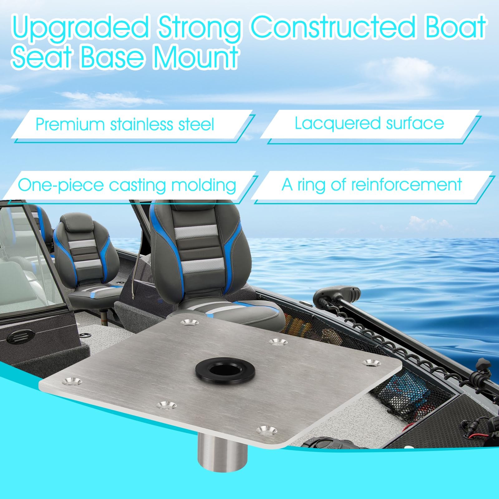 CLLOMAGY Boat Seat Base Mount 2pack 7×7 Stainless Steel, Metallic