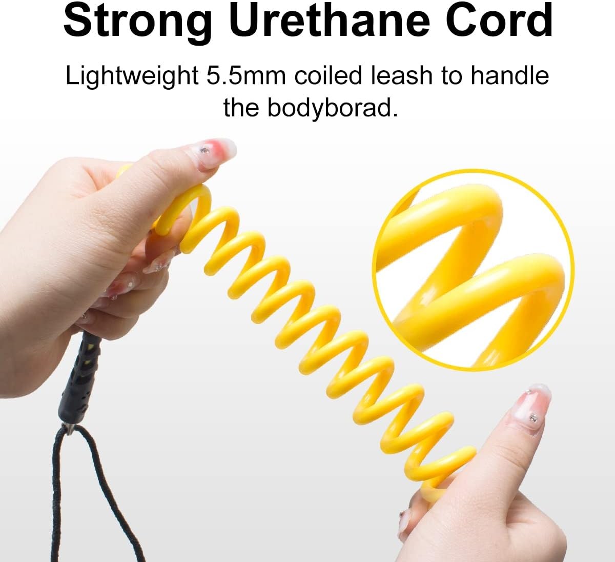 Bodyboard Leash Wrist Surf Coiled Bodyboarding Premium Coil Body Board with Plug