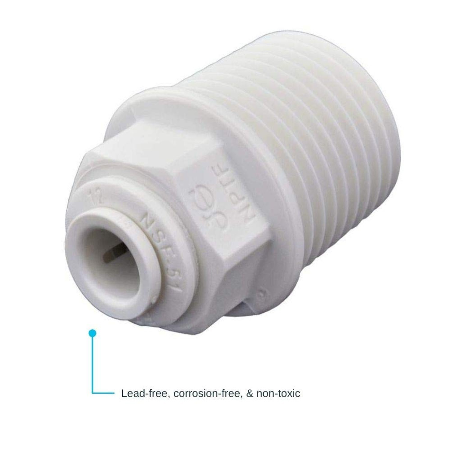 John Guest 1/4 Inch OD x 1/2 Inch NPT Male Connector, Push to Connect Plastic…