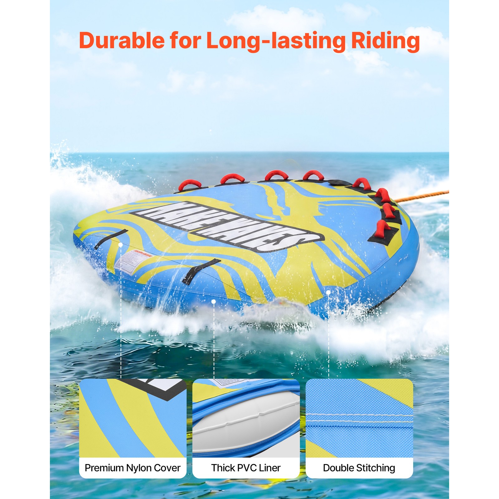 Uimoso Towable Tube for 4 Riders Inflatable Water Sports Tube for Boating