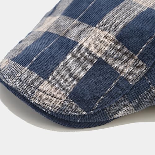 Classic Plaid Gatsby Ivy Flat Cap Cabbie Driving Newsboy One Size Navy Blue