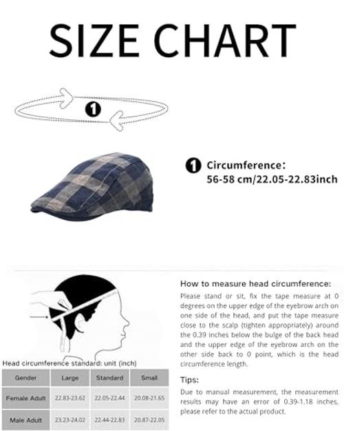 Classic Plaid Gatsby Ivy Flat Cap Cabbie Driving Newsboy One Size Navy Blue