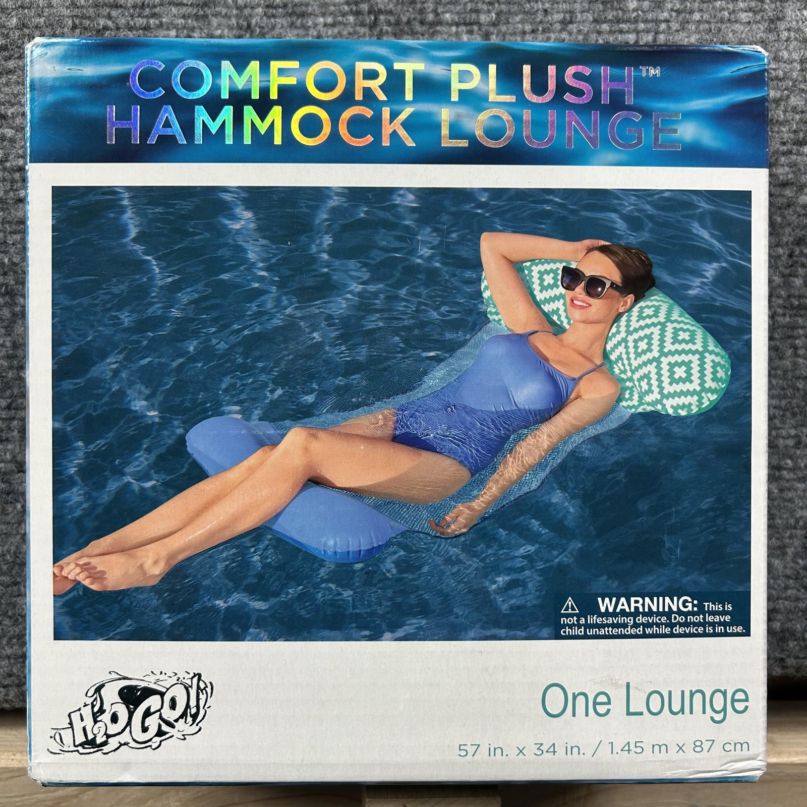 Bestway H2OGO Comfort Plush Hammock Lounge 57″ X 34″ Inflatable Pool Float Blue