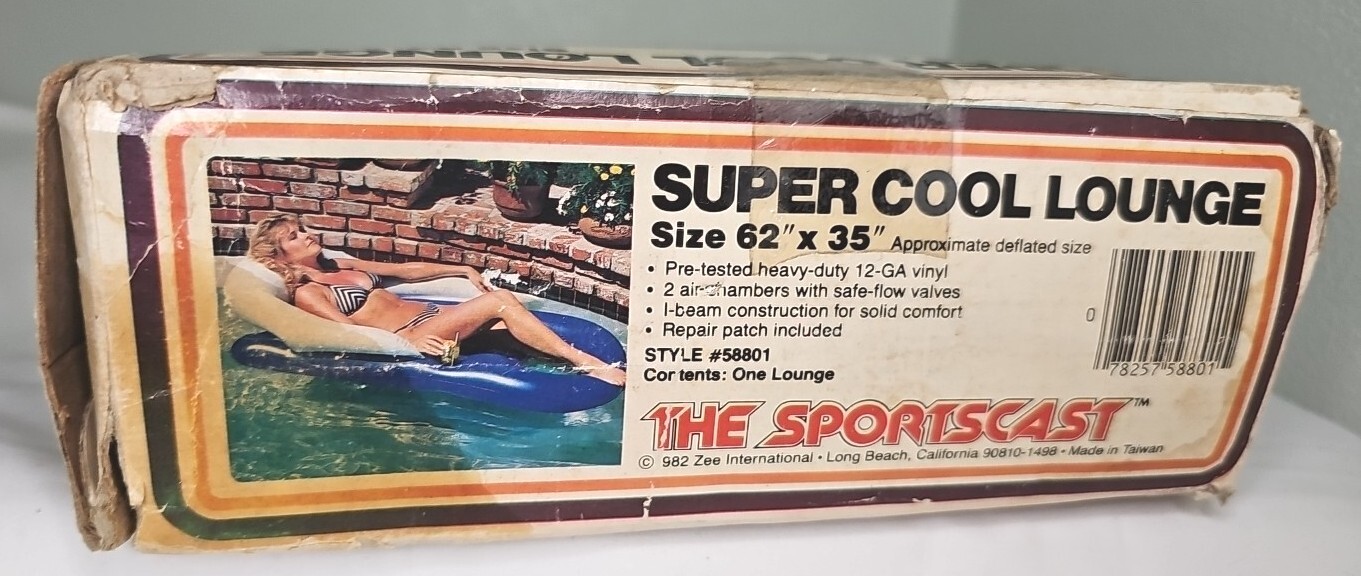 VTG 1980’S Luxury Pool Inflatable Super Cool Lounge Sz. 62″x 35″ THE SPORTSCAST