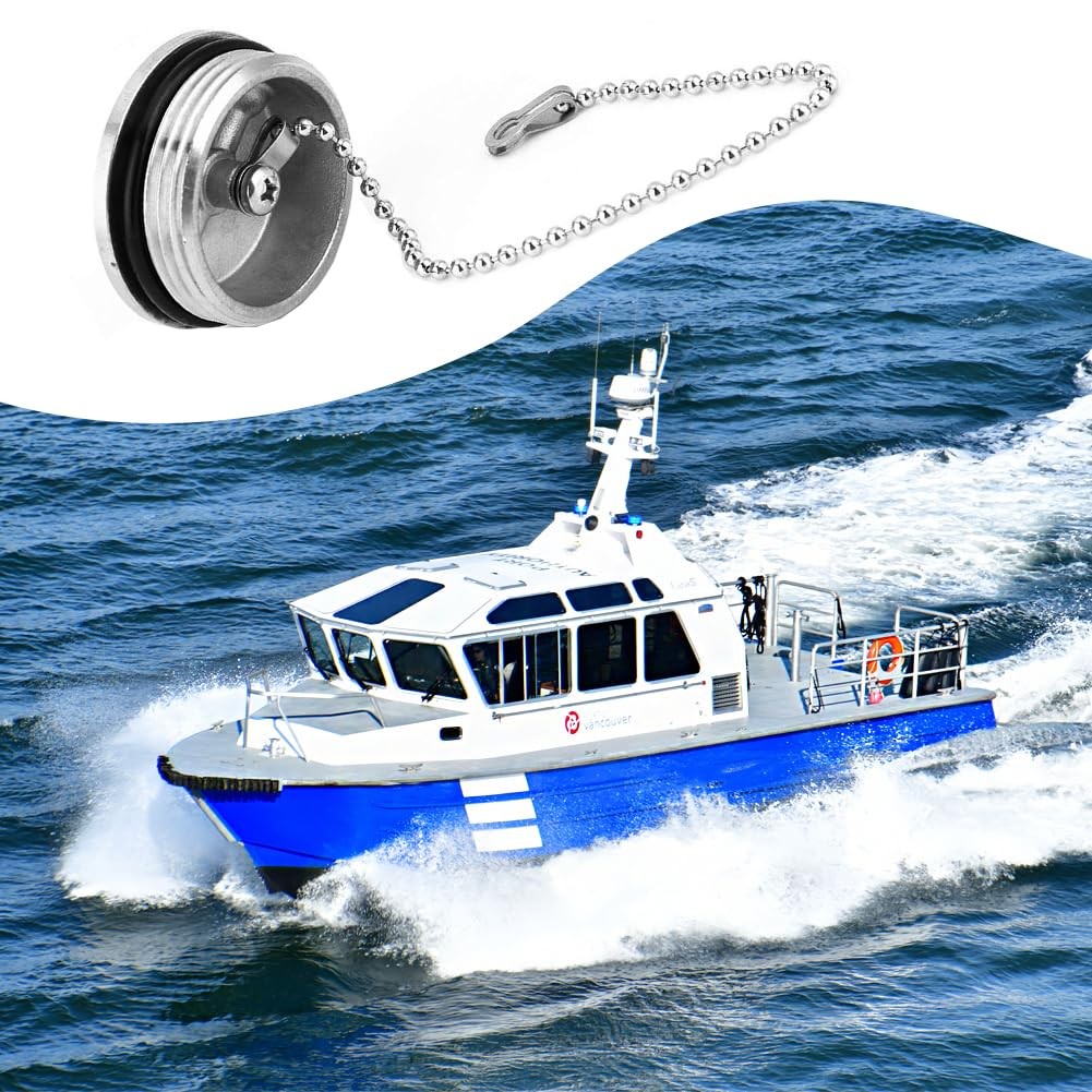 Tiiyee 316 Stainless Steel Boat Fuel Tank Cap 1.73 Silver Marine Gas Cap For