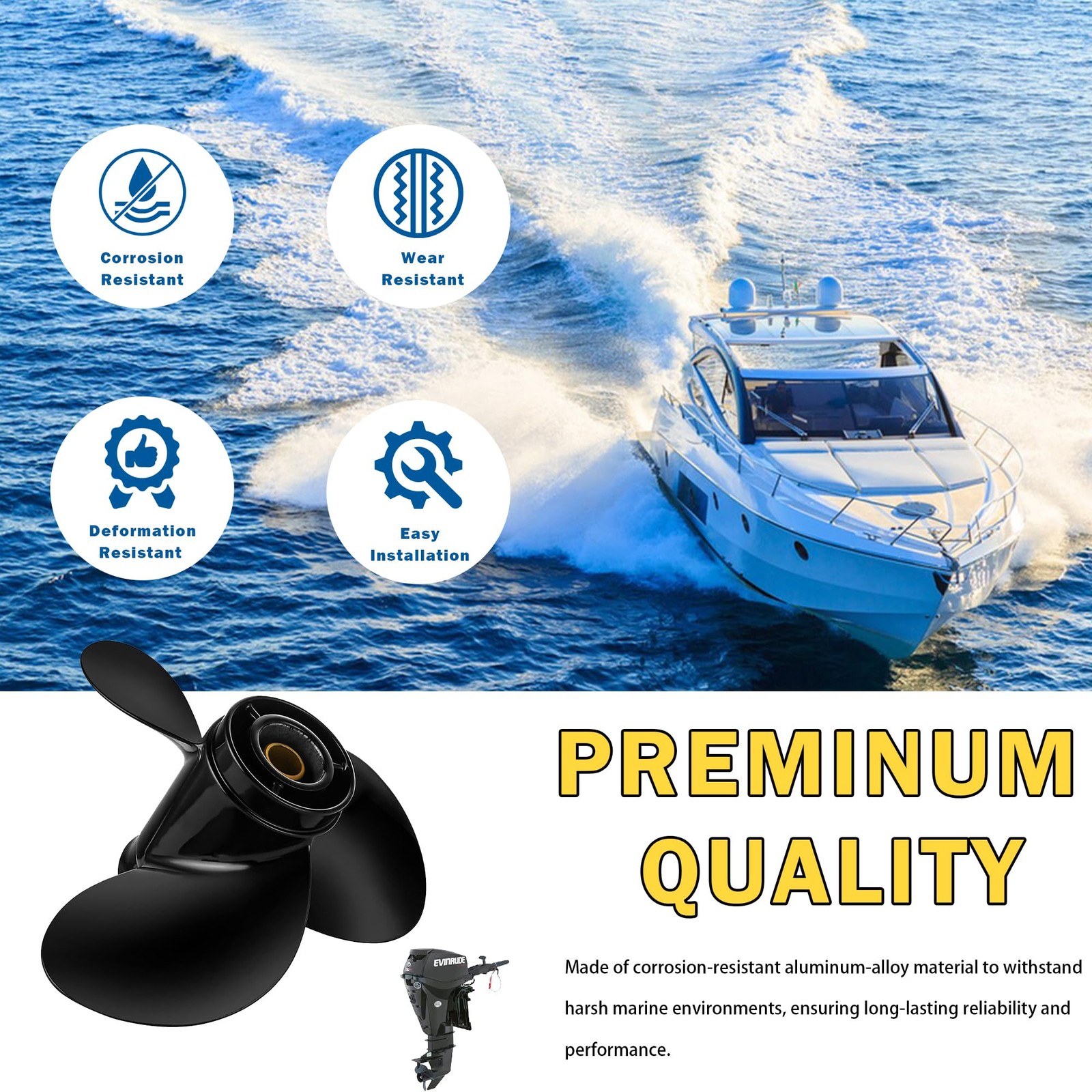 9 1/4 x 10 OEM Upgrade Aluminum Outboard Boat Propeller for BRP Johnson EVINR…