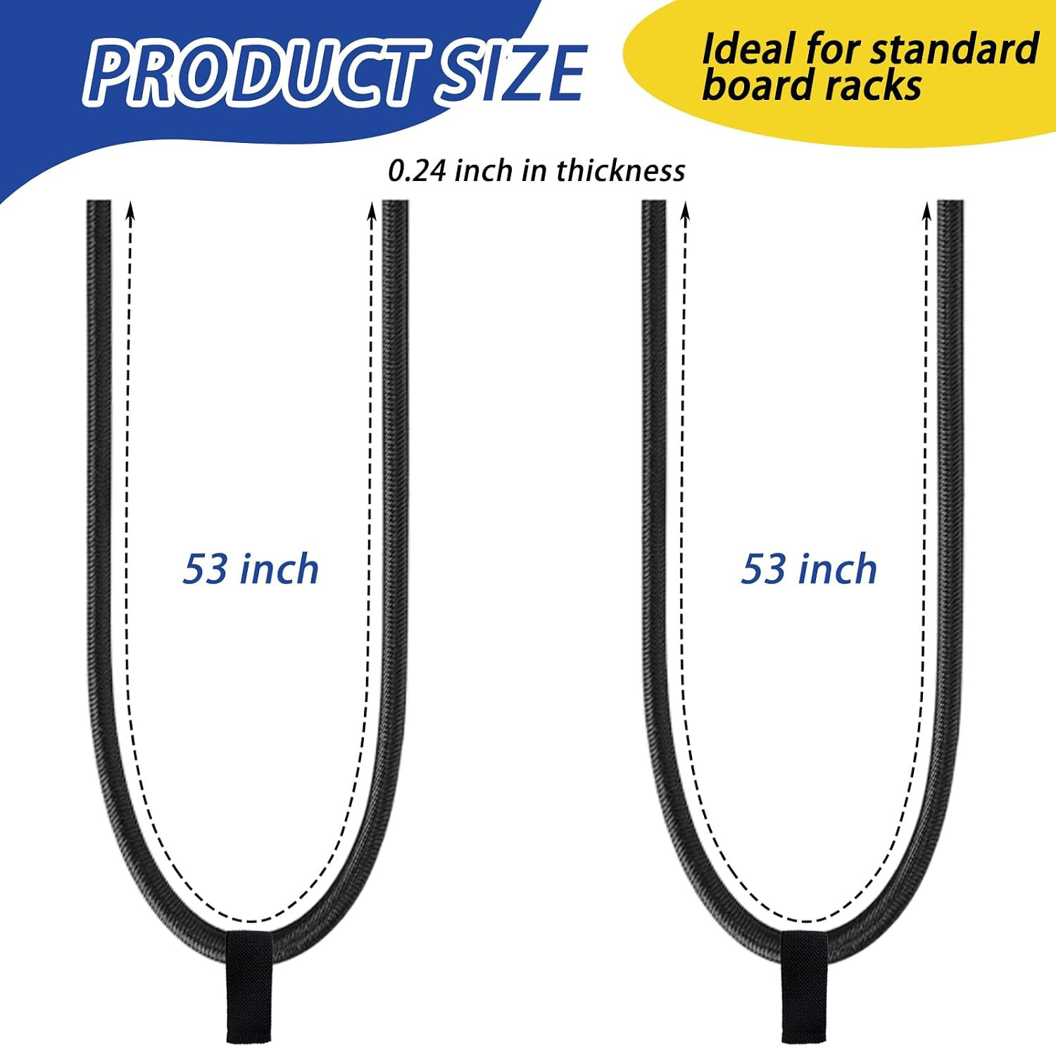 2 Pcs Replacement Wakeboard Tower Rack Bungee Cord Strap with Pull Tab