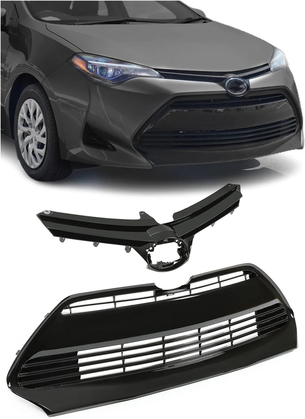 Upper Lower Grill Compatible with 2017 2018 2019 Toyota Corolla LE XLE 531