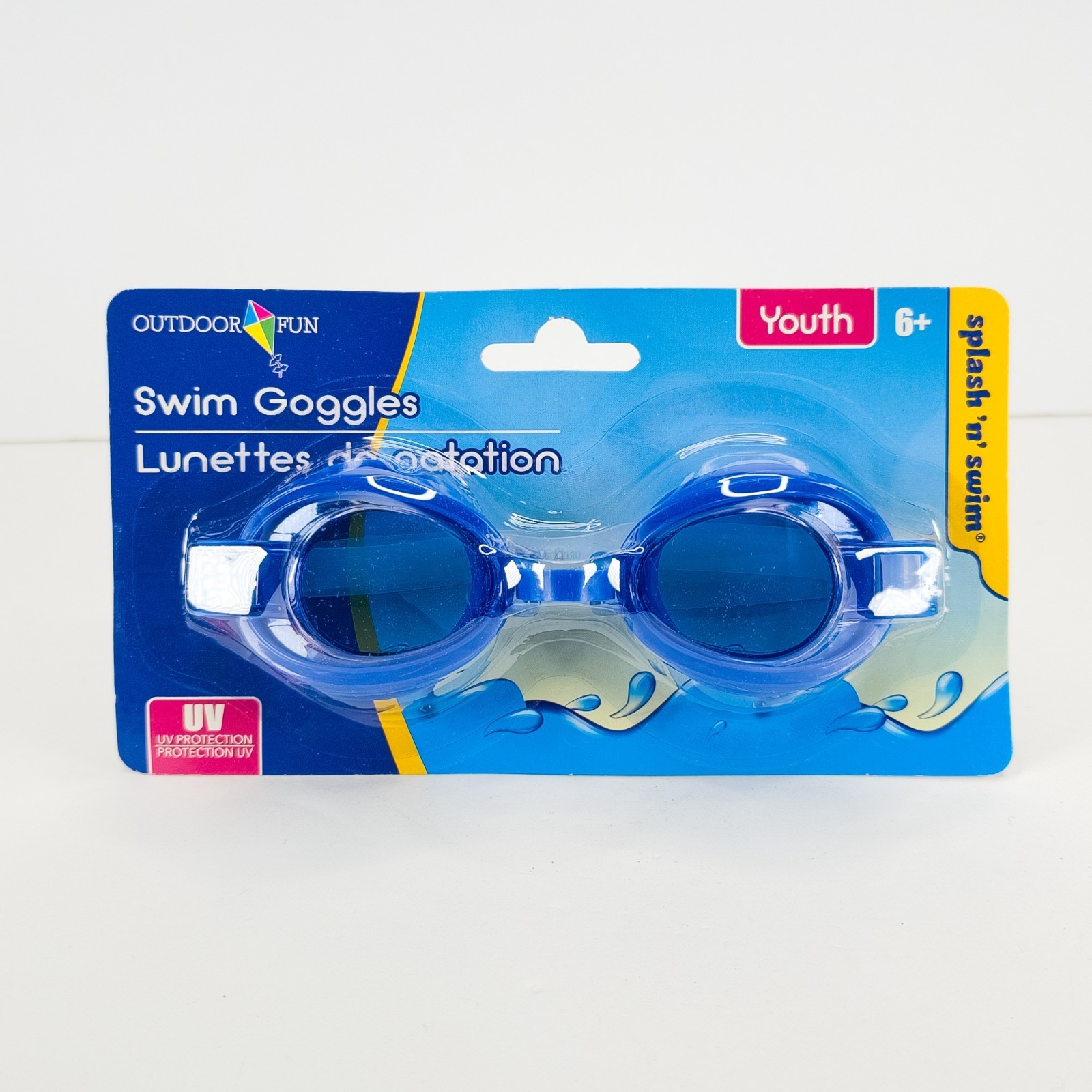 Youth Swim Goggles Blue UV Protection Outdoor Fun Splash n Swim Kids Age 6+