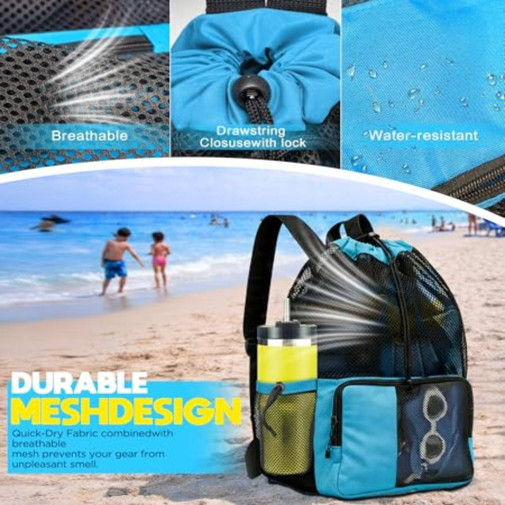 20L Mesh Swim Bag Backpack Quick-Dry Black 1 Piece