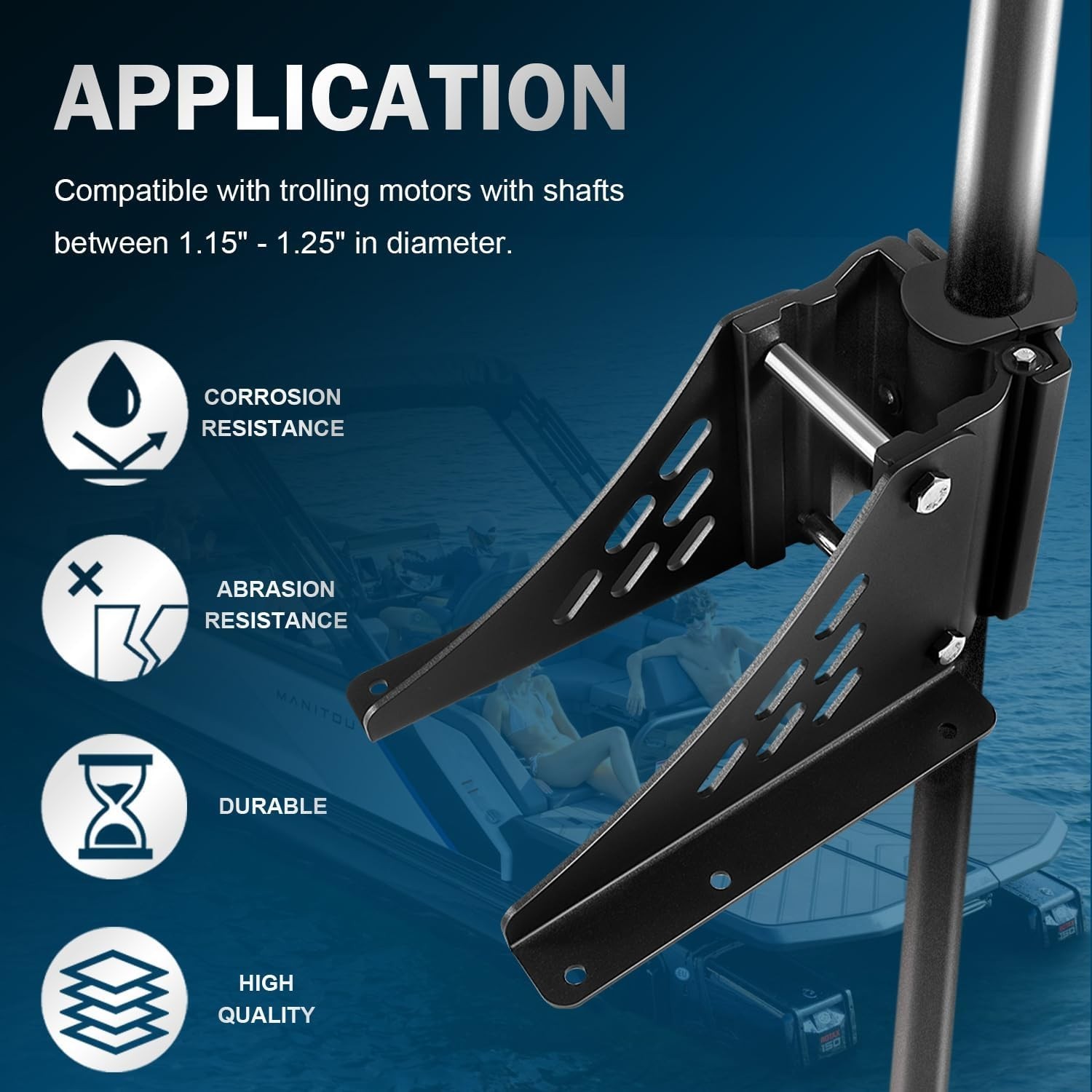 Universal Trolling Motor Deck Mount for Newport Vessels Pontoon Shaft 1.15-1.25″