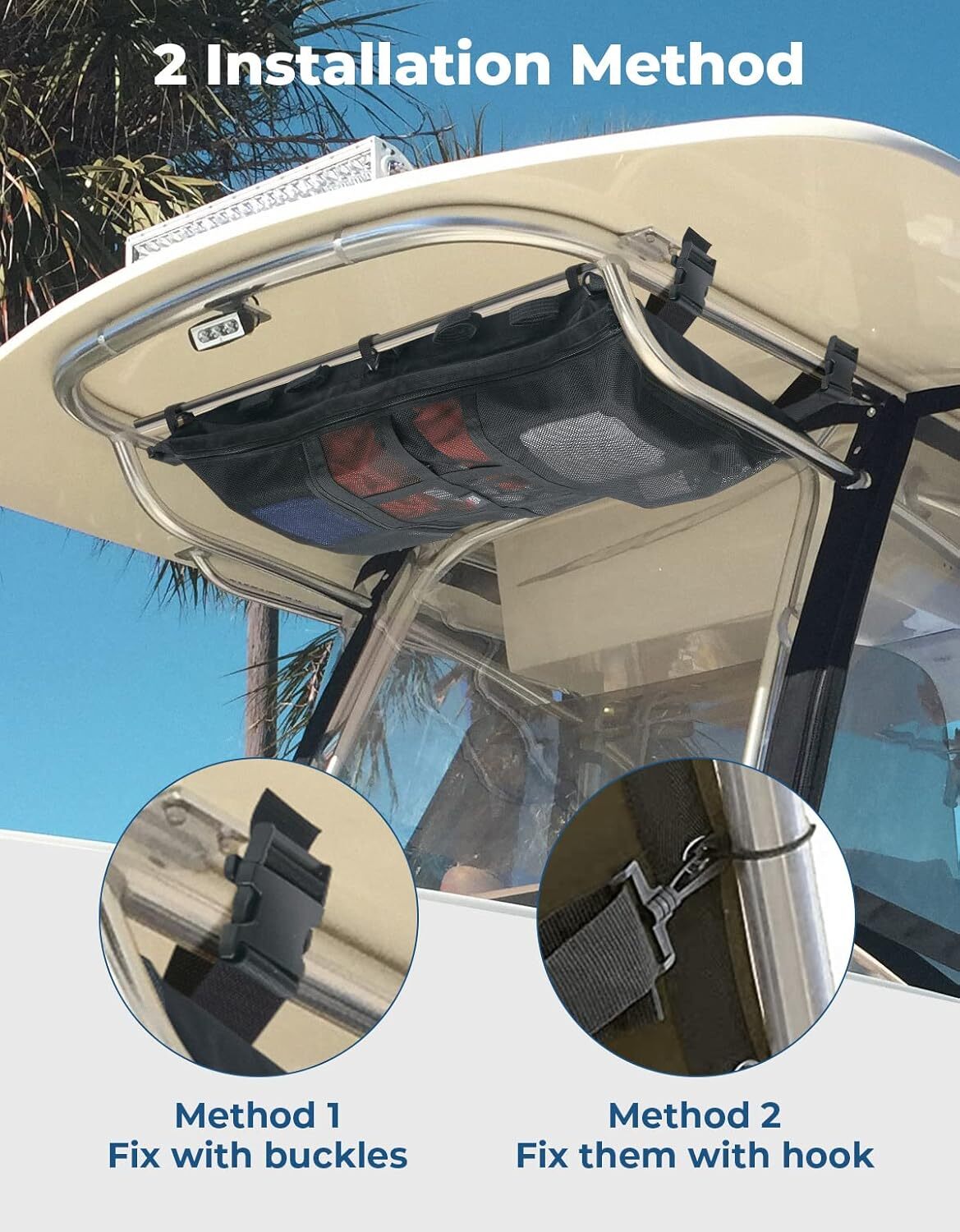KEMIMOTO T-Top Storage Bag Marine Boat Life Jacket Bag Waterproof Boat Bag Black
